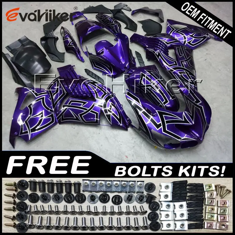 Custom motorcycle fairing for ZX-14R 2006-2011 purple ZX14R 2012-2016 ABS motor panels Body Kit Injection mold+gifts