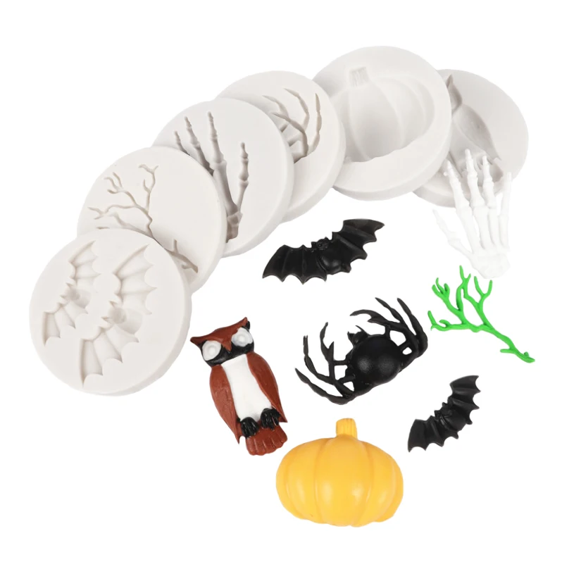 Halloween Bat Spider Owl Shape Silicone Mold Sugarcraft Chocolate Cupcake Baking Mold Fondant Cake Decorating Tools
