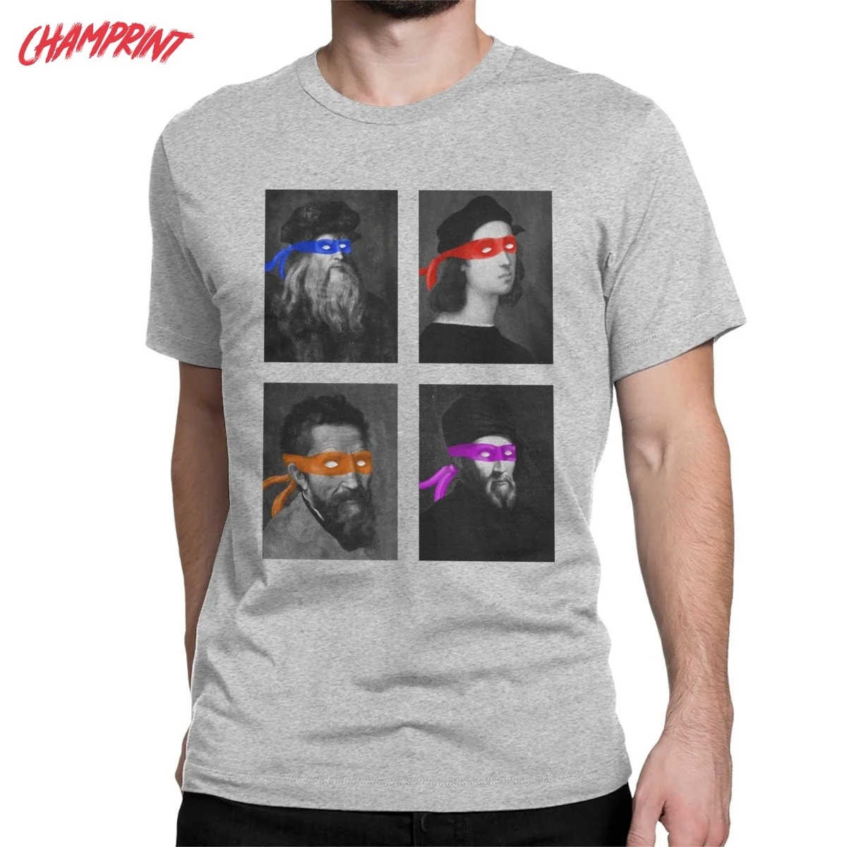 Teenage Mutant Ninja Artists T Shirts for Men Cotton Fashion for Male T-Shirts Science Turtles Tees Short Sleeve Clothes Adult