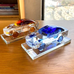 Crystal Realistic Car Model Figurine Glass Car Interior Perfume Bottle Ornament Paperweight Home Table Decor Kids Christmas Gift