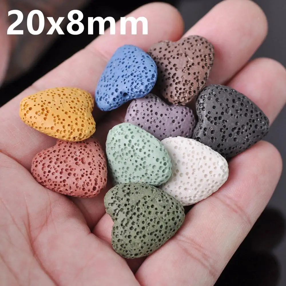 5pcs Natural Volcano Lava Stone Heart Shape 20x8mm 26x8mm Loose Crafts Beads lot for Jewelry Making DIY Earring Findings