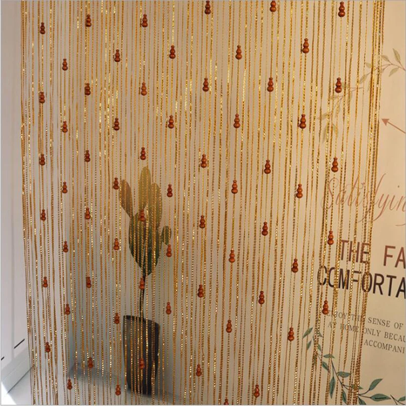 ZiDeTang Glitter S Style Gourd Beads Door Curtain Partition for Home Room Divider Hotel Cafe Interior Decoration Tassel  Curtain