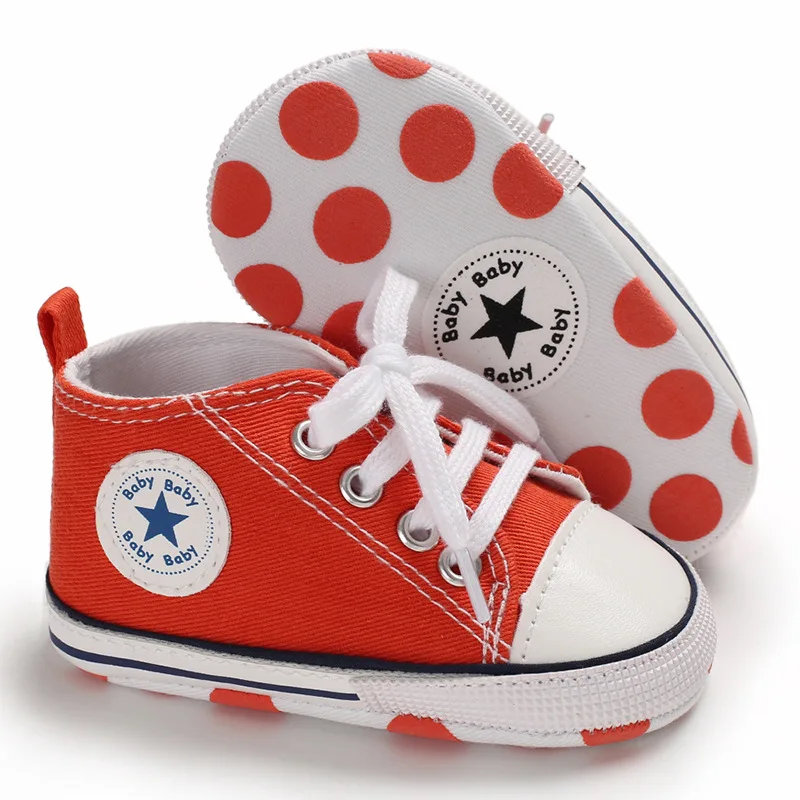 Canvas-Turnschuhe für Babys, Jungen und Mädchen, Lauflernschuhe für Kleinkinder, rutschfest, weiche Sohle, klassische Schuhe für Neugeborene, 0–18 Monate – Detail 5