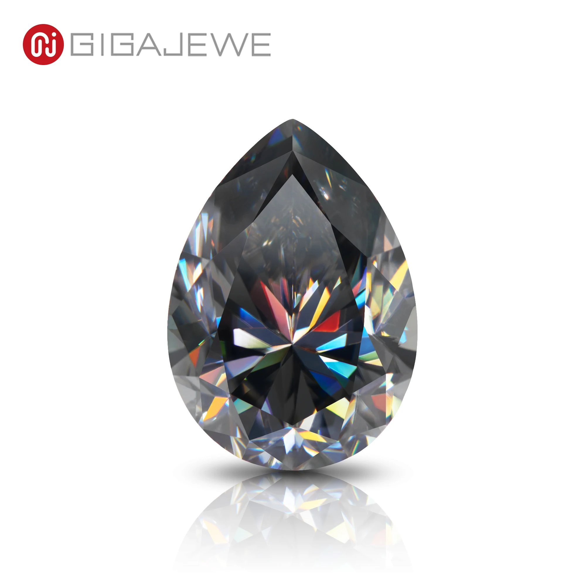 

GIGAJEWE Moissanite Hand-Cutting Pear Grey VVS1 Premium Gems Loose Diamond Test Passed Gemstone For Jewelry Making Customizable