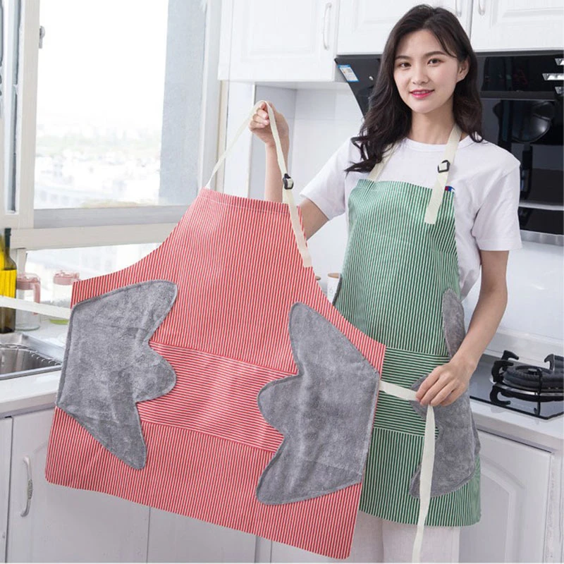 Striped Apron Can Wipe Hands Anti-Fouling Waterproof And Oil-Proof Ladies Halter Neck Waist Adjustable Kitchen Apron