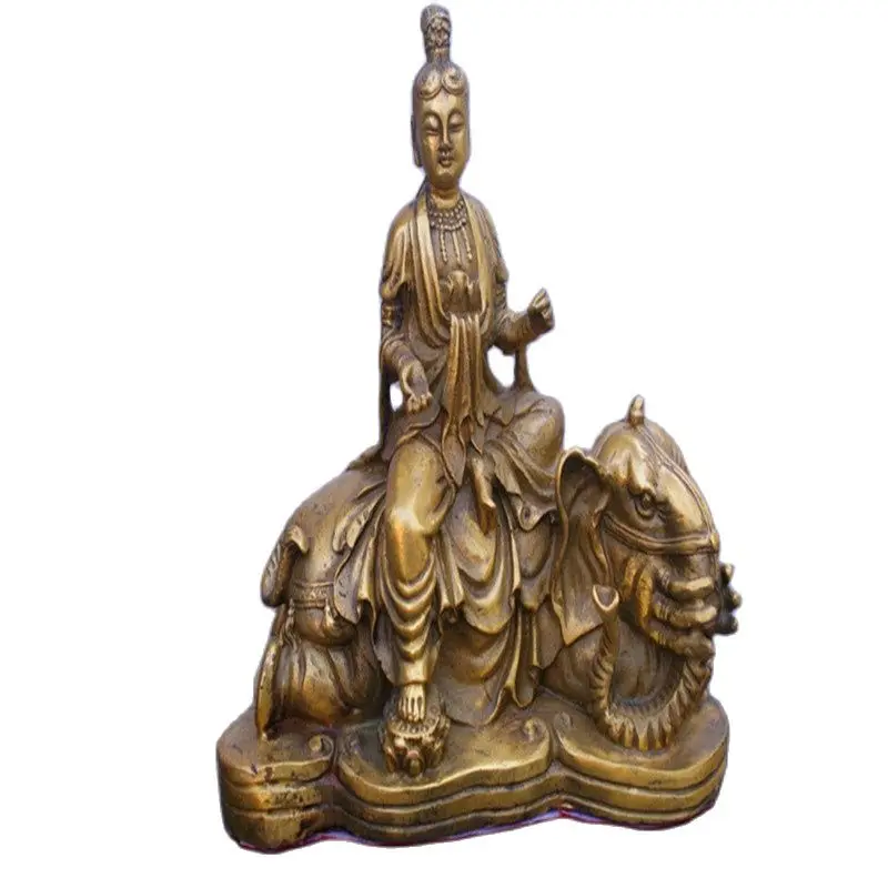 China Brass Statue Pu Xian Guanyin Fengshui Copper Statue