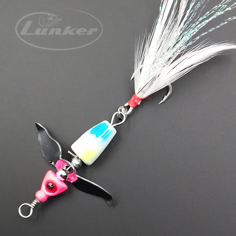 Lunker Propeller Fishing Lure 11g Noisy Spinner Spinning Bait Rotating Blade Sequin Feather Hook Bass Trout Perch Pike