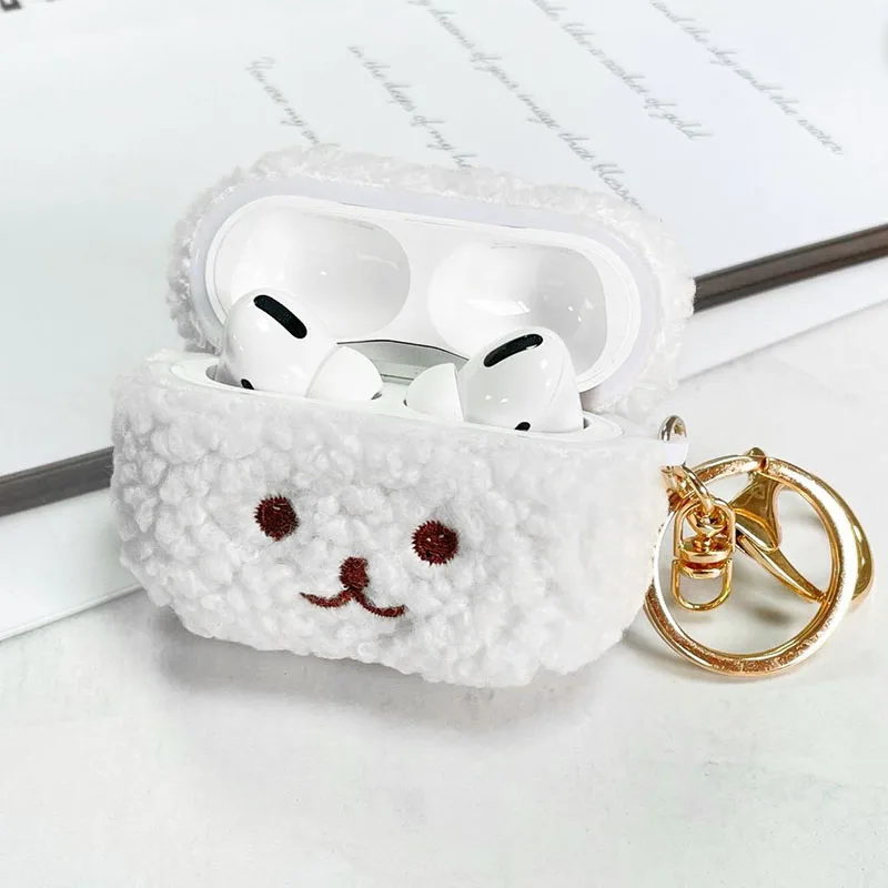 Lovely Plush Teddy Dog Case for Apple Airpods 1 2 3 Pro 2 USB C Pro2 Cover Earphone Protective Cases Fashion Headphones Fur Case