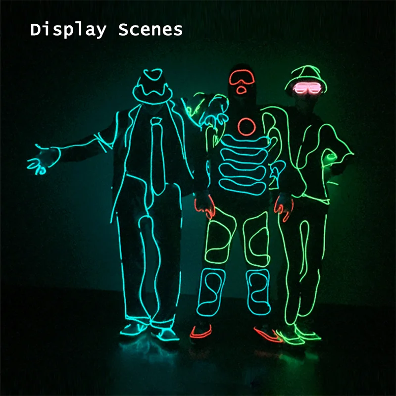 Fashion EL Wire Costume Decors Glowing Performance Props Dance Decoration Supplies DIY Luminous Suit