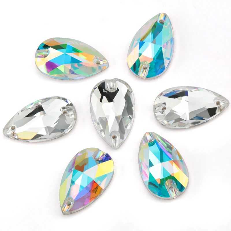 11*18mm,17*28mm Crystal AB Glass Stones Flatback Sewing Crystal Strass Craft Sew On Stones Glass For Dresses Clothes Jewelry