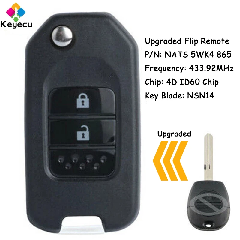 

KEYECU Upgraded Flip Remote Key With 2 Buttons 433MHz for Nissan Almera Micra Primera Patrol X-Trail Terrano Pulsar Navara Ti