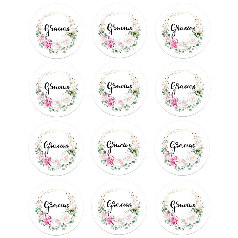 4.5cm Gracias Spanish Thank You labels Stickers Cute Scrapbook Stationery Sticker Thanksgiving Party Gift Decorations for Home