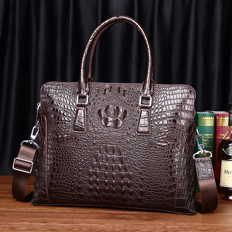 New Crocodile Leather man bag handbag business briefcase computer bag business trip leather man one shoulder messenger bag