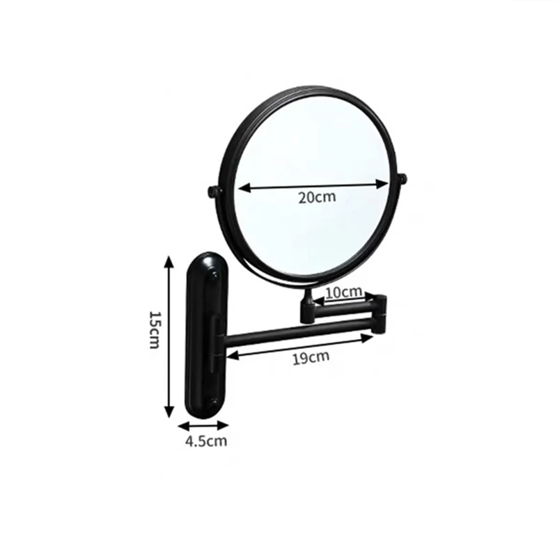 Black Makeup Mirror Brass 3 x Magnifying Bathroom Mirror Folding Shave 8 Inches Wall Mounted 360 Rotate Decorative Round Mirror