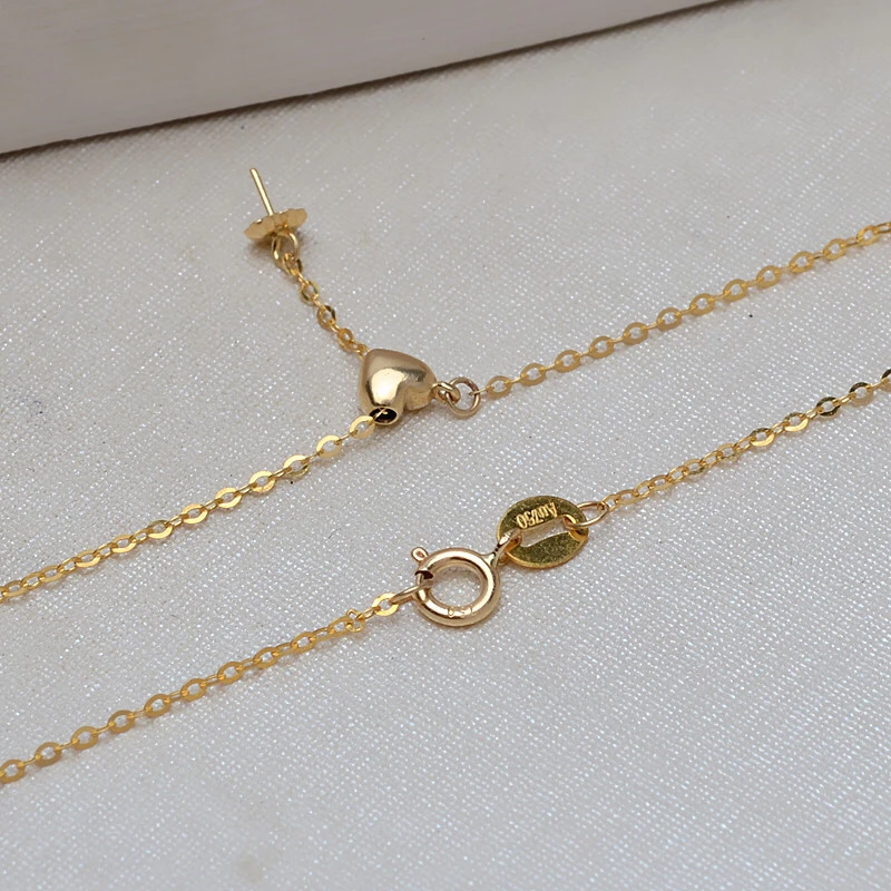 Hot Real AU 750 18K Gold Heart Necklace Mountings Findings Jewelry Mounts Settings Accessories Parts for Pearls Beads Stones