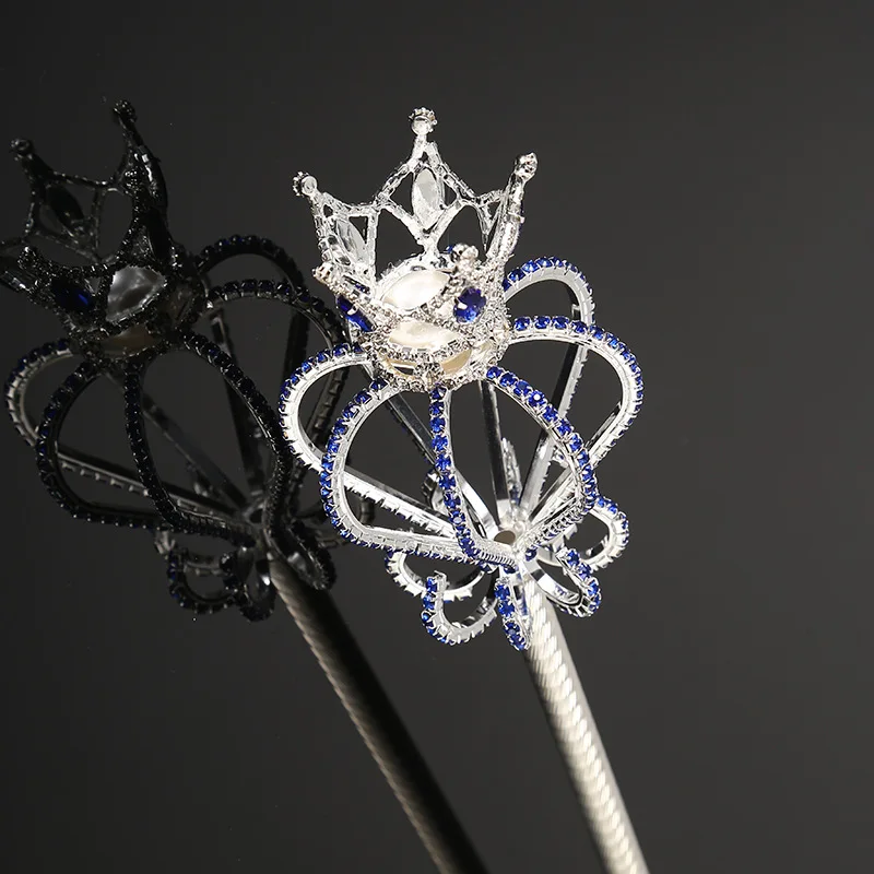 Festival Hollowed Out Crown With Rhinestone Scepter Beauty Pageant Props Fairy Stick