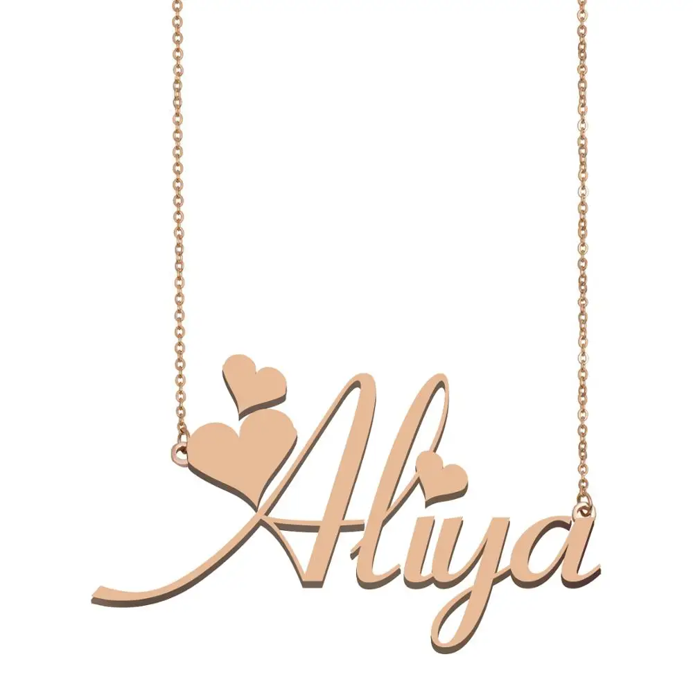 

Aliya Name Necklace Gold Personalized Custom Nameplate Pendant for Women Girls Best Friends Birthday Wedding Mother Days Gift