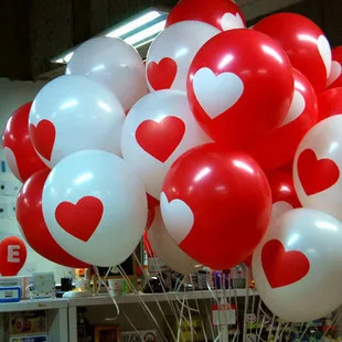 50pcs Balloons Red White Love Round Heart Wedding balloon Birthday party Wedding Decoration Marriage accessories latex ballute