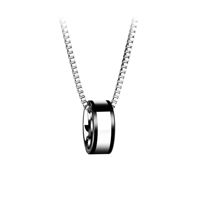 Tungsten Carbide Pendants Chain Necklace for Men with Hi-Tech Ceramic  Scratch Proof Length 50/55/60CM, Engraving, Free Shipping