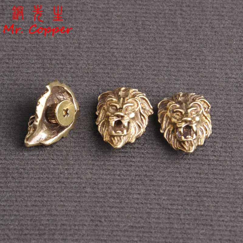 Brass Lion Head Decorative Buckle Retro Fashion Wallet Rivet Button DIY Leather Bag Backpack Belt Screw Buckle Accessories Gifts