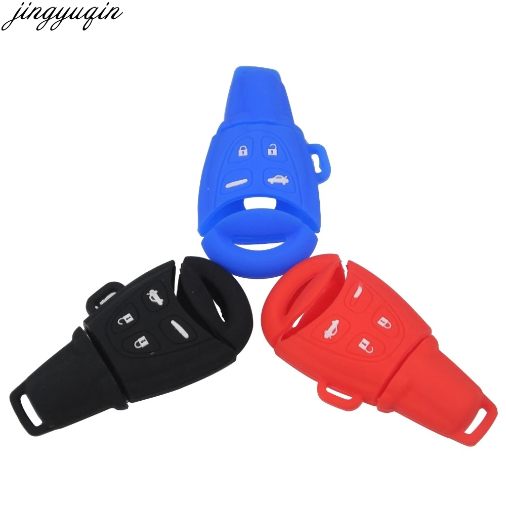 

Jingyuqin New 4 Buttons Silicone Car-Styling Key Case Cover Fob Shell For SAAB 9-3 9-5 93 95 Blank