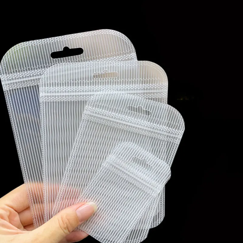 50pcs Thicken Self Sealing OPP Bags Transparent Plastic Storage Pouch with Hang Hole for Jewelry Retail Display Packaging