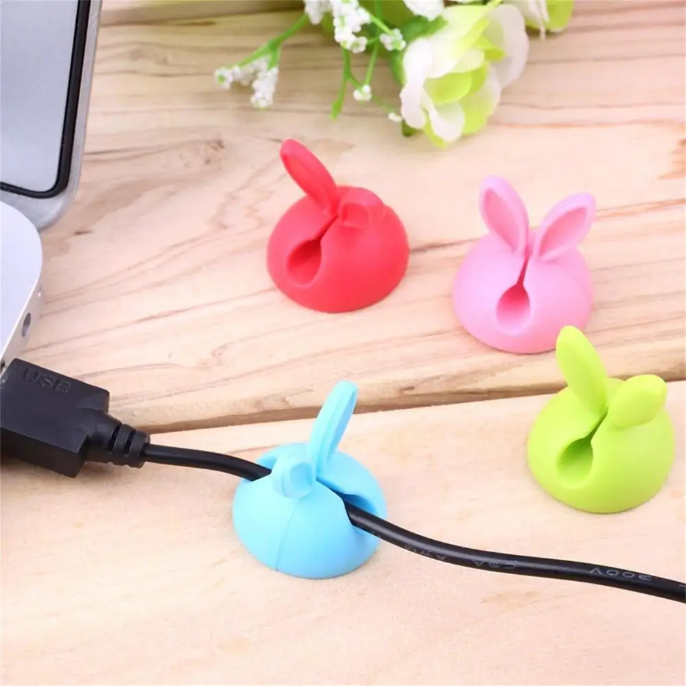 4pcs Multipurpose Rabbit Earphone Cable Cord Wire Line Organizer Clips Fixer Fastener Holder Creative Design