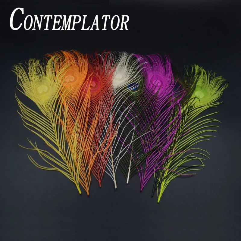 16pcs 8colors Assorted Fly Tying Full Peacock Tails Making Beauty Snow Fly Peacock Feathers For Nymphs&Dries