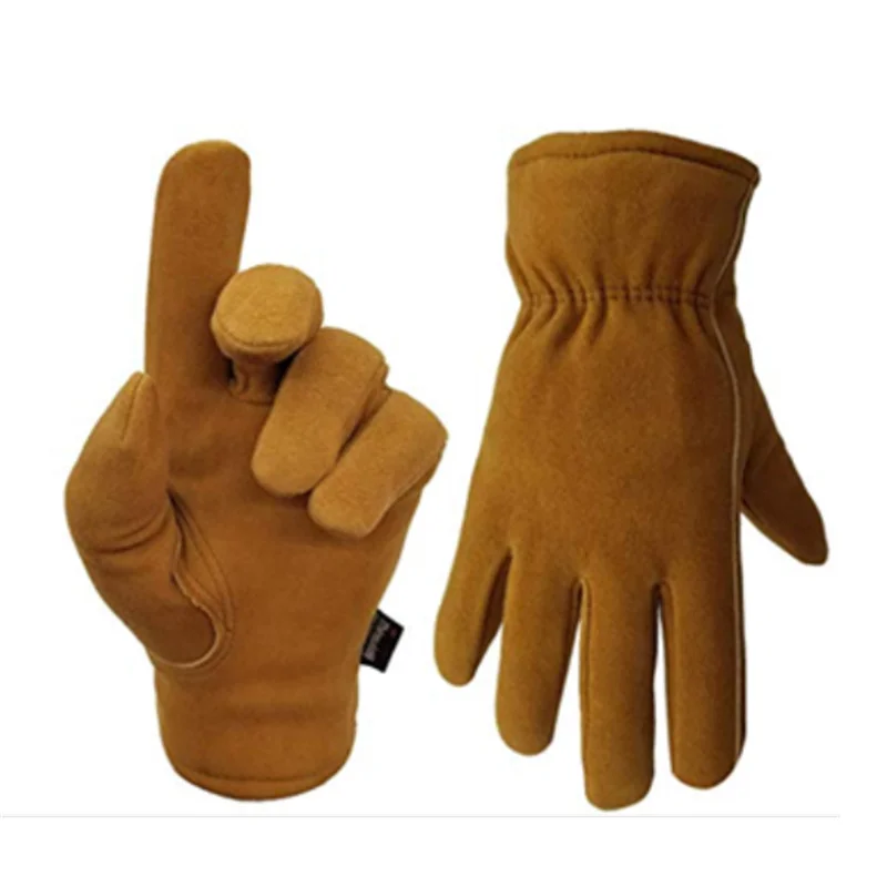 Winter Work Gloves Leather Thermal Cotton Lining Cow Split Working Glove