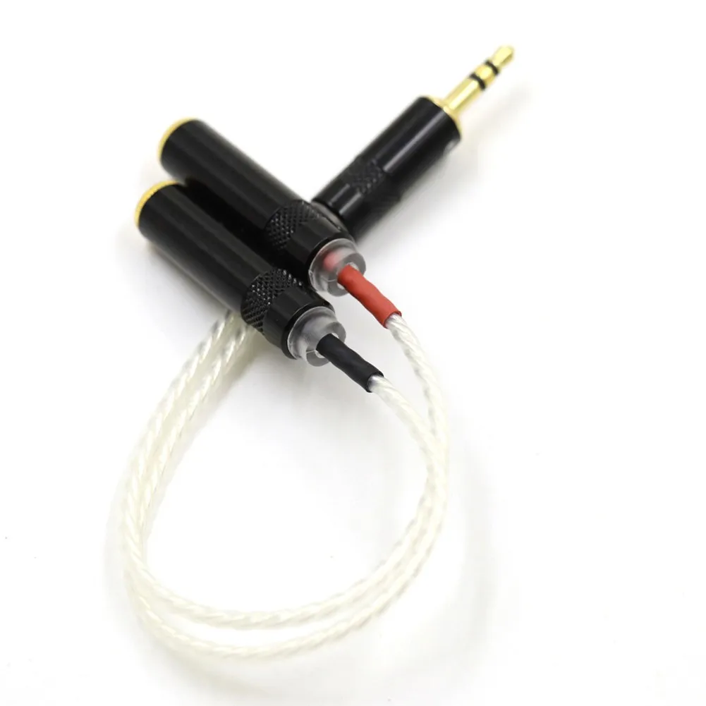 TOP-HiFi 10cm 3.5mm Stereo maschio a doppio 2x3.5mm cavo femmina singolo cristallo argento 3 linee In cavo Aux per auto amplificatore per cuffie