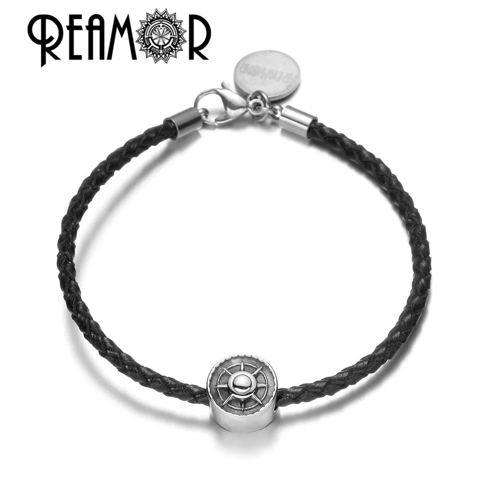 REAMOR 316L Stainless steel European style Big hole beads Taiji Cross Yoga OM Round beads for bracelet jewelry making