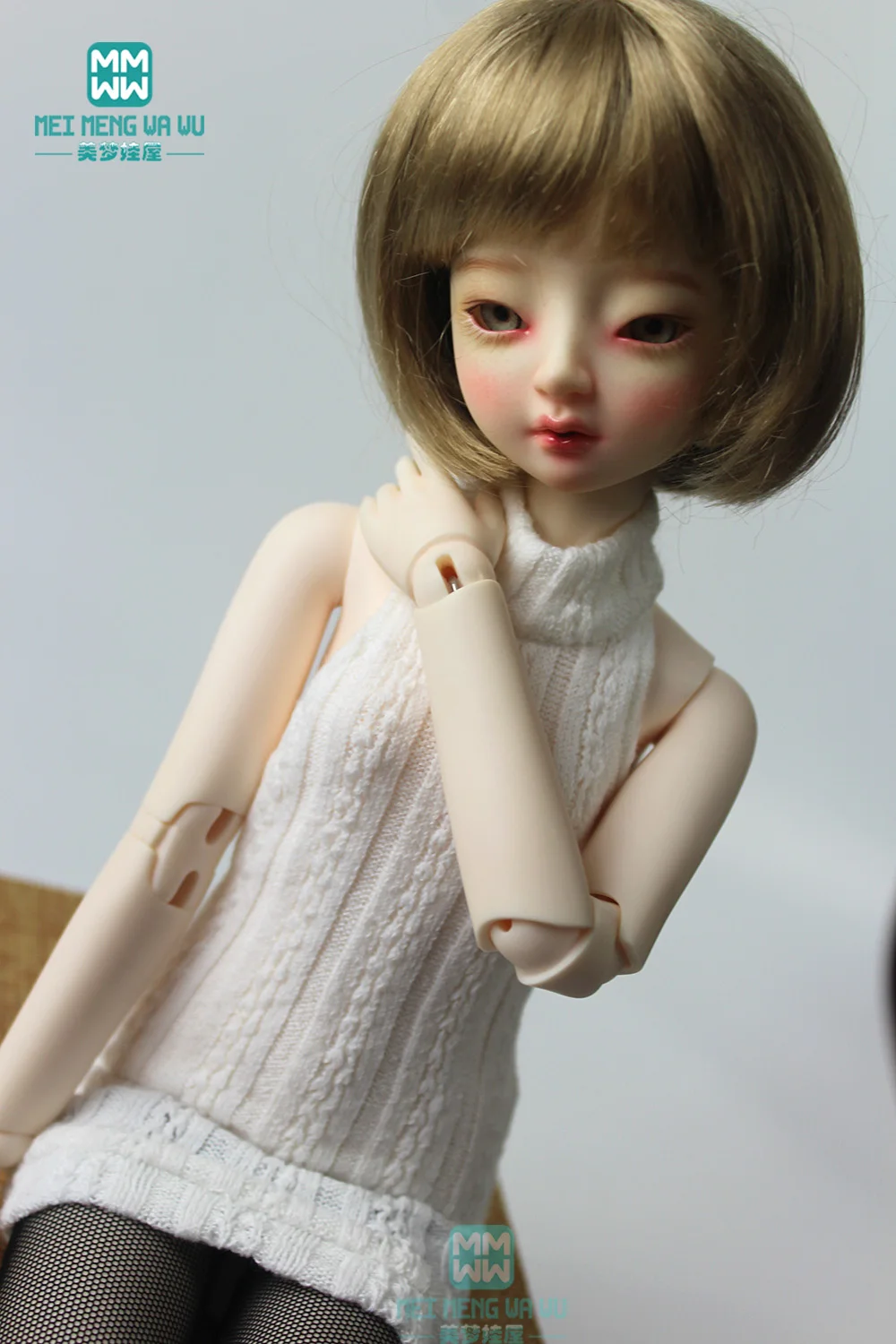 Clothes for doll fits 43-45cm 1/4 BJD doll fashion halter sweater white, black, grey, pink