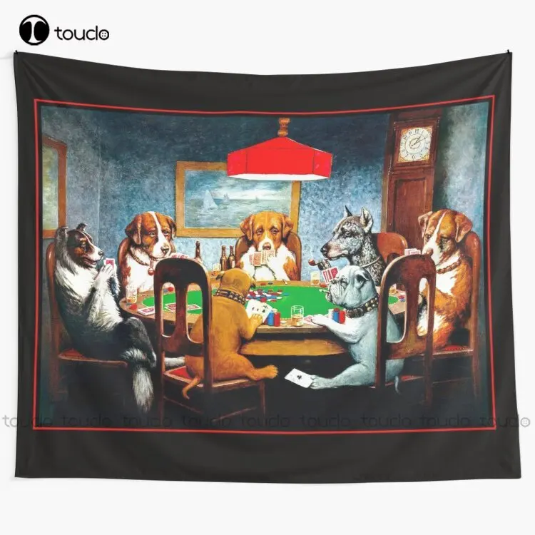 Dogs Playing Poker : Vintage C M Coolidge Print Tapestry Tapestry Wall Hanging For Living Room Bedroom Dorm Room Home Decor