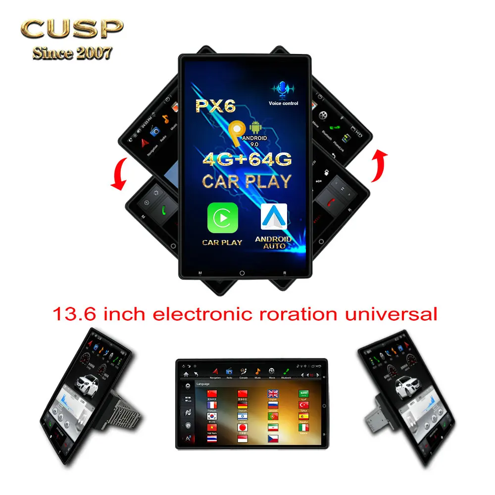 Android 9 13.6 inch 4+64 Audio Stereo electronic ratation Headunit carplay CAR GPS Navigation 2 din 1 din universal car radio