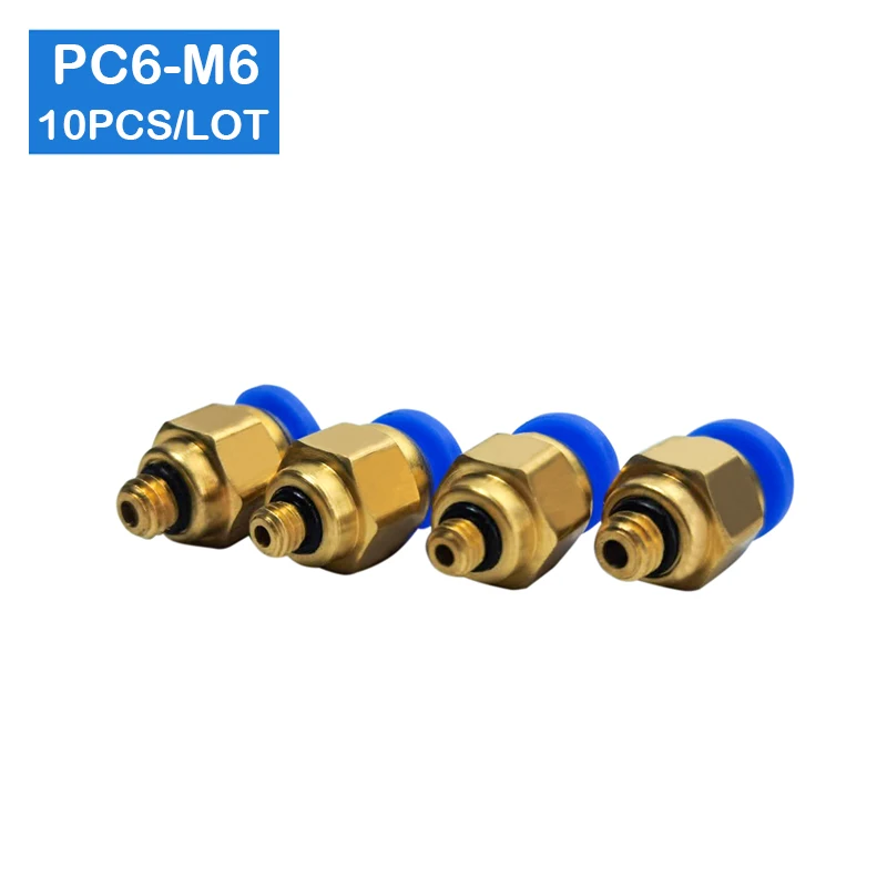 High Quality  PC6-M6 10pcs BSPT, 6mm to M6 Pneumatic Connectors Ｍale Ｓtraight Ｏne-Touch Fittings