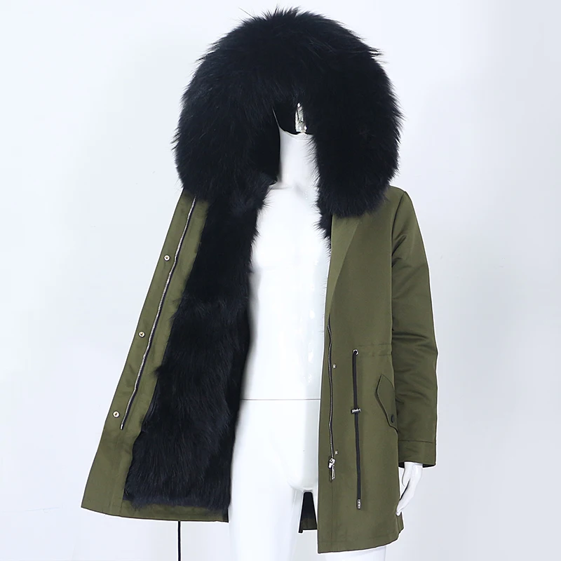 MENINA BONITA-Parka larga para hombre, chaqueta impermeable de invierno, abrigo de piel de zorro de mapache Real Natural, cuello con capucha, ropa de calle cálida, 2022