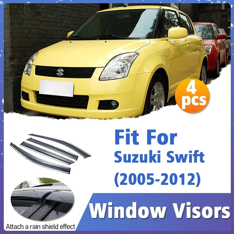 

Window Visor Guard for Suzuki Swift 2005-2012 4pcs Vent Cover Trim Awnings Shelters Protection Sun Rain Deflector Accessories