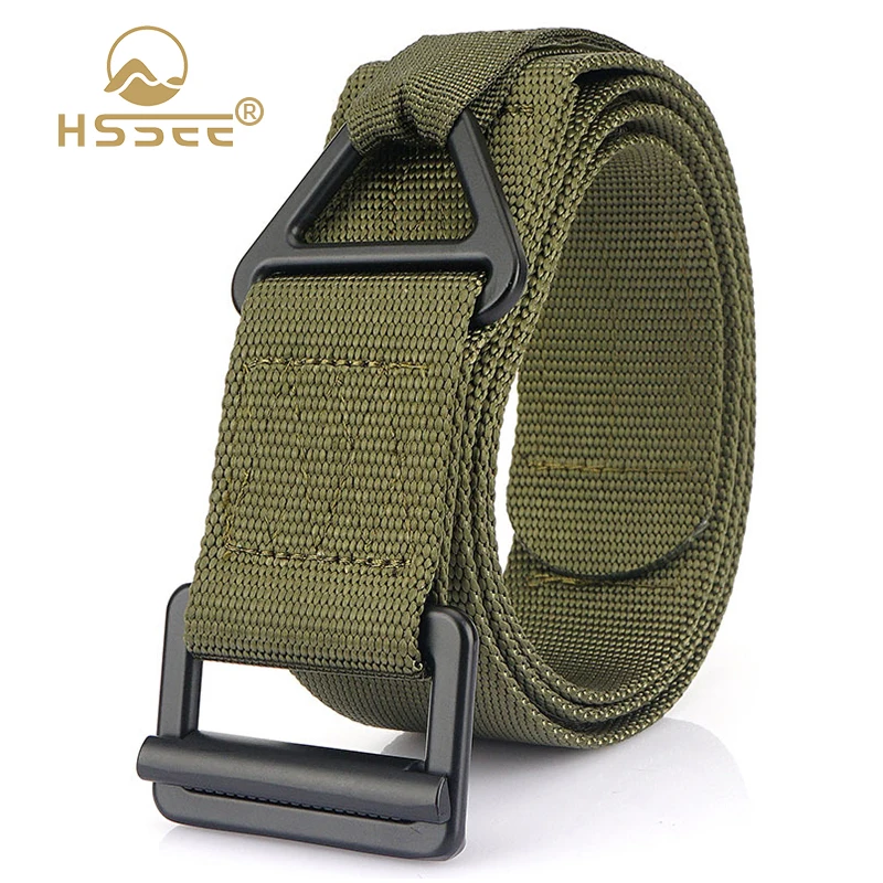 HSSEE 4.3cm Tactical Outdoors Belt for Men Alloy Metal Buckle Military Army Belt Real Nylon Casual Belt Jeans Waistband Male