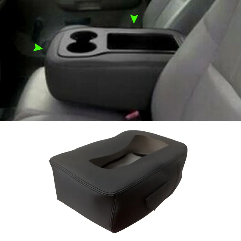 For Chevrolet Silverado Tahoe GMC Sierra 2007 2008 - 2013 Microfiber Leather Center Armrest Console Box Jump Seat Pad Cover Trim