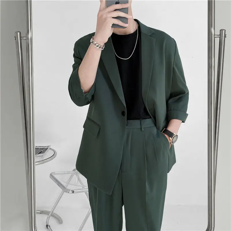 Spring Summer British Style Formal Blazer Men Korean Fashion Loose Casual Dress Jacket Men Harajuku Social Suit Jacket Men M-2XL