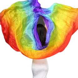 Customized Belly Dance Silk Veils Hand Thrown Scarf Shawl Gradient Rainbow 200cm 250cm 270cm Kids Adults Size Flowy Dancer Props