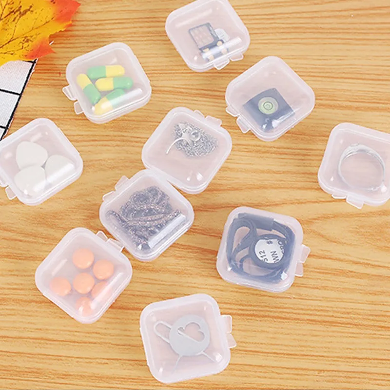 

100PCS 3.5*3.5*1.8CM Square Mini Clear Plastic Bead Storage Containers Box Case with Lid for Items Earplugs Pills Jewelry