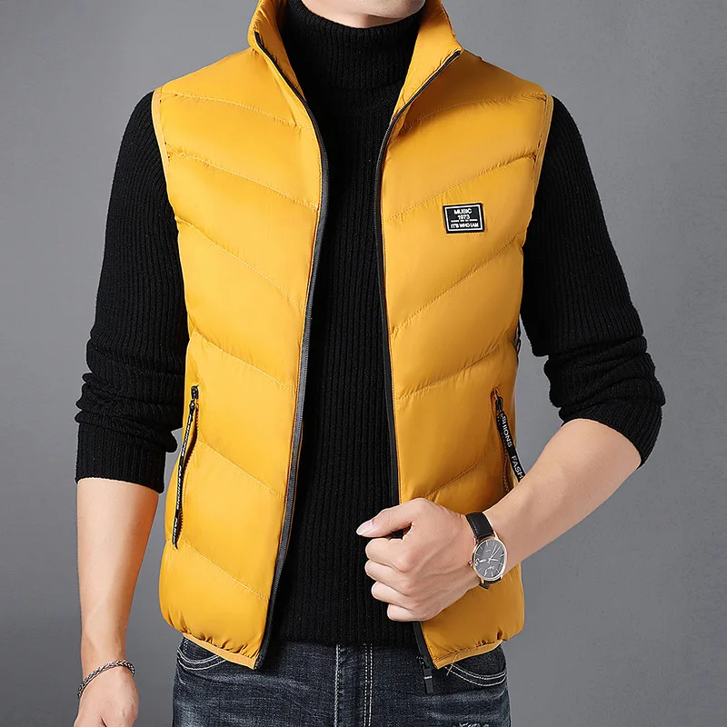 

Warm Padded Thick New Brand Casual Fashion Sleeveless Vest Jacket Autumn Winter Classic Waistcoat Coat Korean Mens Clothes