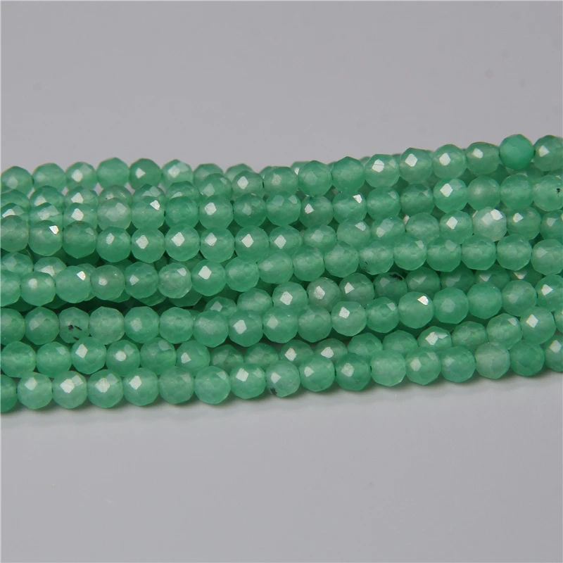 Fashion 2/3/4MM Natural Faceted Green Aventurine Stone Beads Shiny Loose Small Spacer Beads For Women Jewelry Making Wholesale