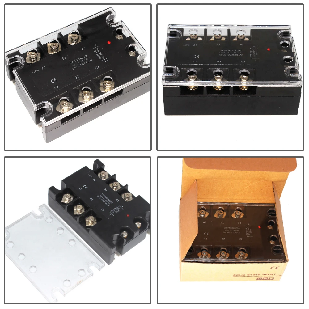 Three phase SSR 3P 10A 25A 40A 60A 80A 100A 120A relays 3-32VDC Control 24-480VAC switching at zero crossing solid state relay