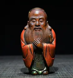 Archaize seiko intagliato a mano bosso confuciano scuola fondotinta confucio decorazione della casa piccoli mestieri statua