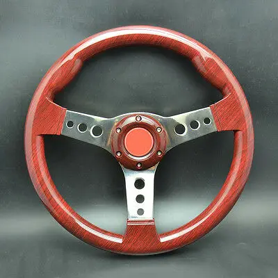 Wotefusi 340mm Sport Racing Steering Wheel FlABS Alloy Horn Button Universal Red