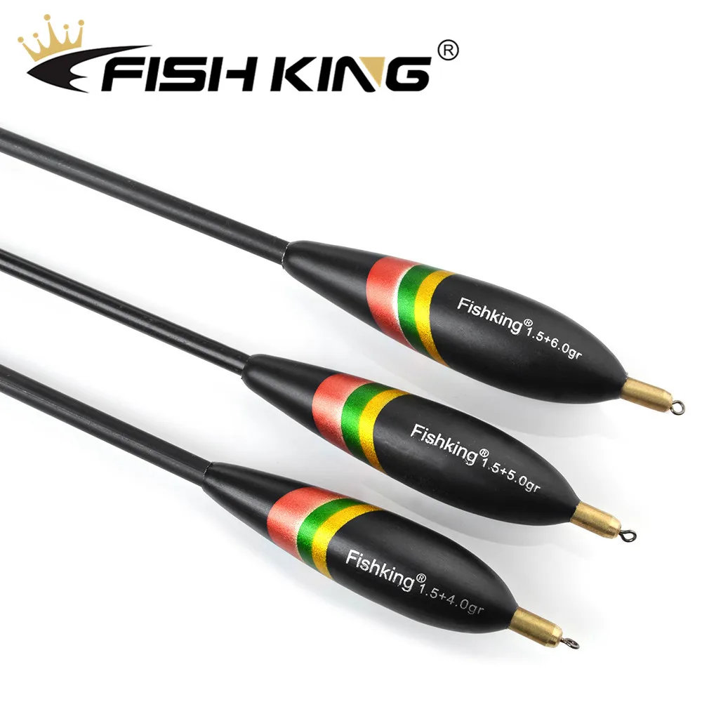 물고기 킹 3 개/갑/팩 Barguzinsky 전나무 플로트 1.5 + 4.0g/1.5 + 5.0g/1.5 + 6.0g 발사 Bobber 코르크 잉어 수직 부표 낚시 플로트