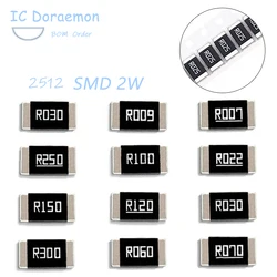 Resistor de liga, 2W, R001, R002, R003, R004, R008, R009, R010, R012, R015, 2512, 1%, R025, R060, R070, R100, R120, R150, r300, R500, 20 PCes