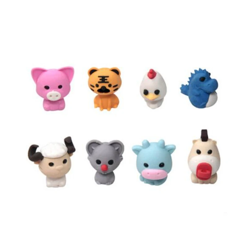 8 Hero Animal Erasers From Animal Sign School Promotion Pencil Eraser European Shop Dispalyed Stationery Eraser Free Shipping